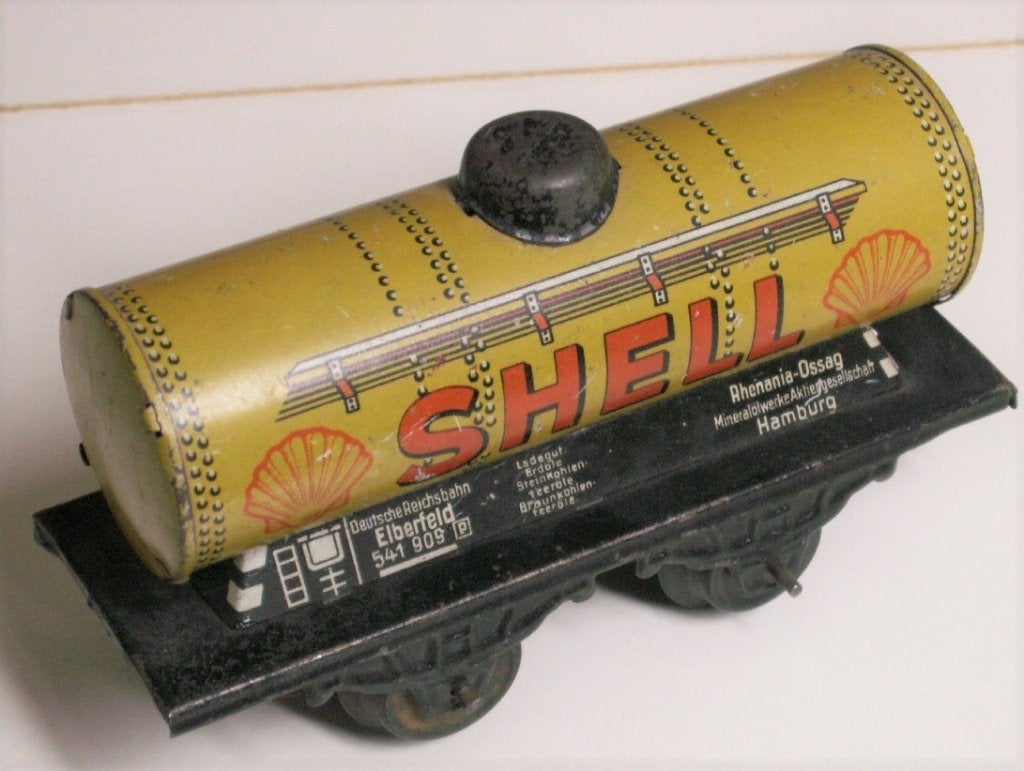 Oude Shell wagon breed 13 blik tankwagon, Overige merken, Gelijkstroom, Wagon, Ophalen of Verzenden