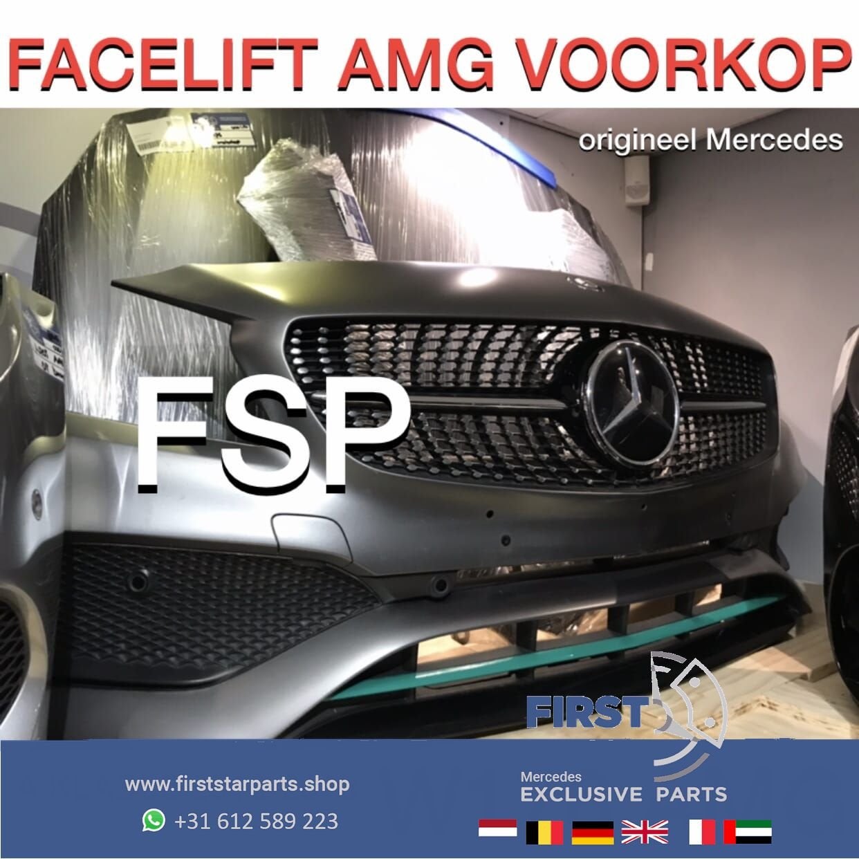 W176 FACELIFT AMG VOORKOP Mercedes A Klasse 2012-2018 GRIJS, Gebruikt, -, Voor, Ophalen of Verzenden
