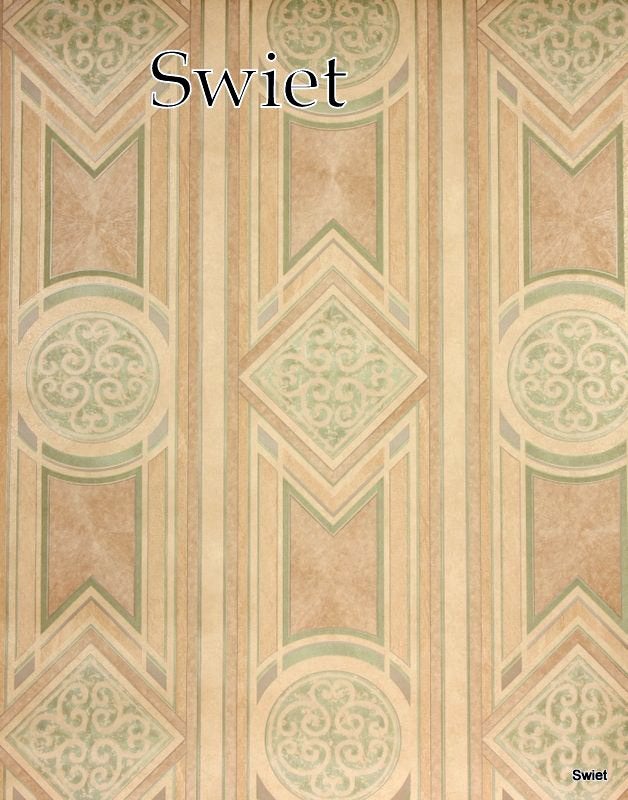 7798 retro geometrisch behang in beige en zachtgroen swiet, Ophalen of Verzenden, Beige