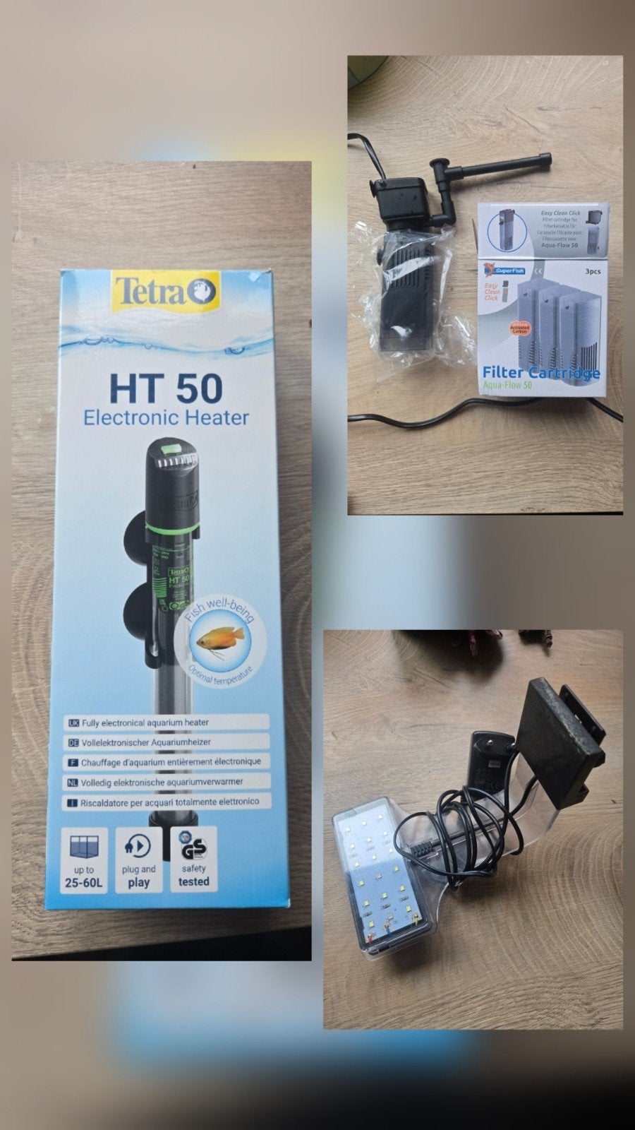 Aquarium set : lamp + filter + heater, Ophalen, Zo goed als nieuw, Filter
