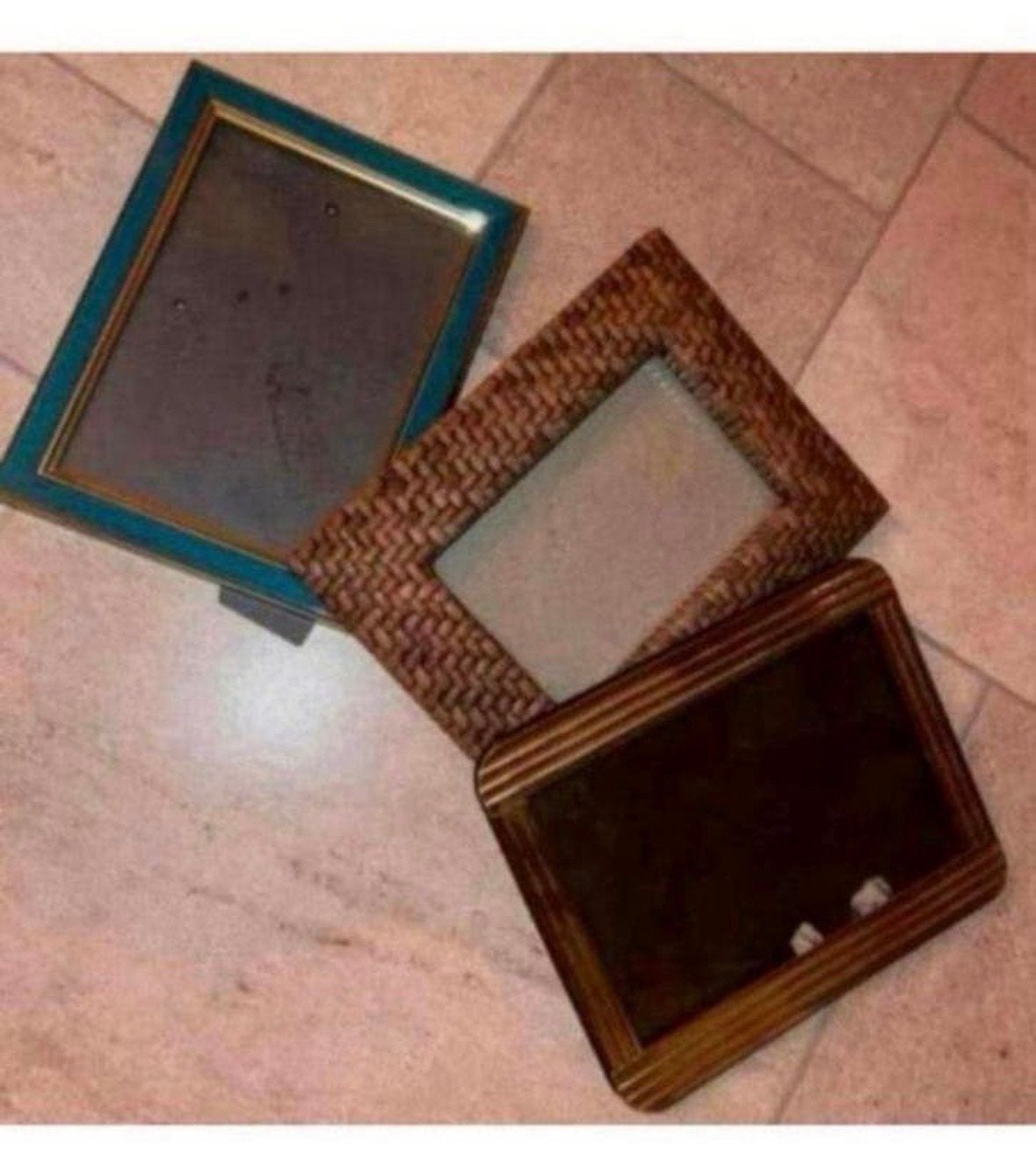 Set van 3 fotolijsten in diverse stijlen, Gebruikt, Standaard fotolijst, Ophalen of Verzenden, Blauw