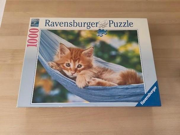 puzzel 1000 stukjes poes, Ophalen, 500 t/m 1500 stukjes, Zo goed als nieuw