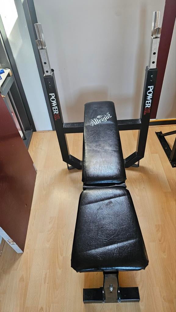 Verstelbare Fitnessbank met haltersteunen - Power XL, Sport en Fitness, Ophalen, Gebruikt, Armen, Fitnessbank