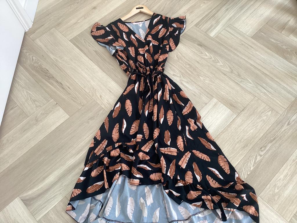 Luchtig zomer jurkje met veren patroon Maat 40, Kleding | Dames, Jumpsuits, Ophalen of Verzenden, Zo goed als nieuw, Maat 38/40 (M)