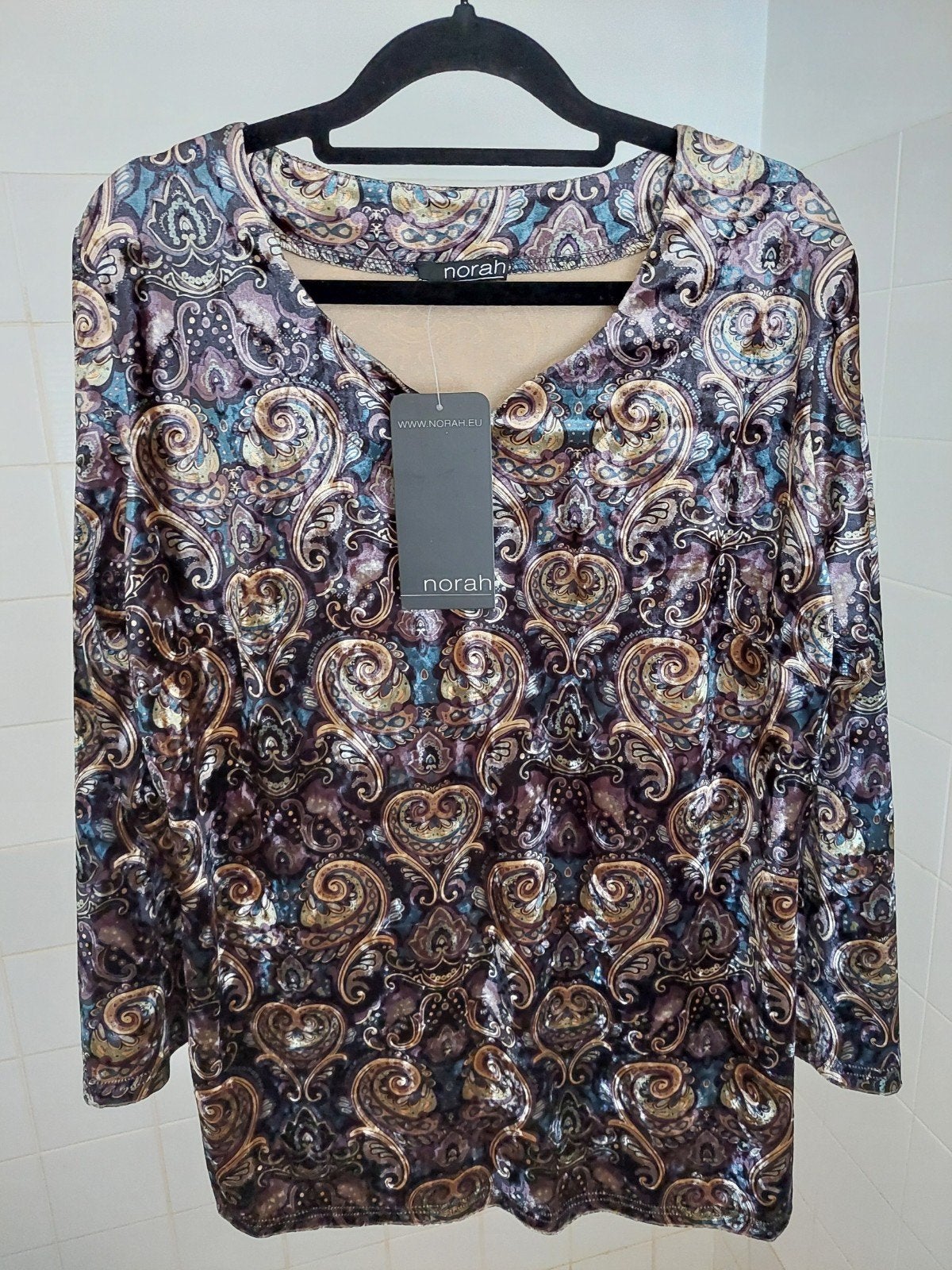 Norah Fluweel Shirt 42 - Nieuw, Kleding | Dames, Meerkleurig, Maat 42/44 (L), Nieuw, Ophalen of Verzenden
