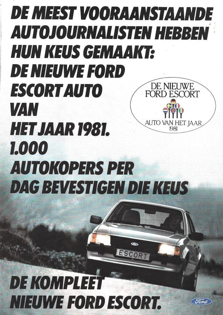 Ford Escort auto van het jaar 1981 folder (fd22), Verzenden, Zo goed als nieuw, Ford