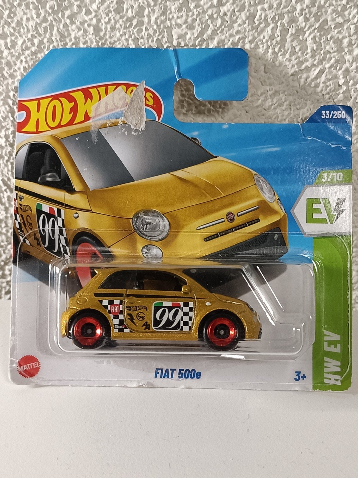 Hot Wheels Fiat 500e Goud - Kaartje Beschadigd, Ophalen of Verzenden, Gebruikt