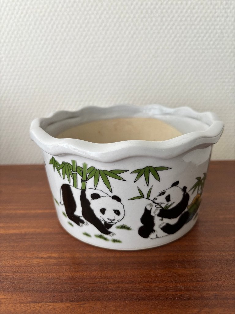 Leuke Chinese bloempot met panda’s, Tuin en Terras, Bloempotten, Gebruikt, Rond, Ophalen of Verzenden, Aardewerk