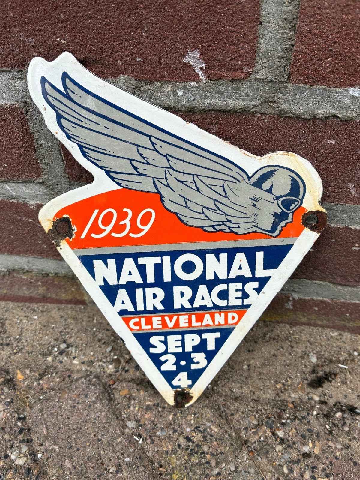 Prachtig Emaille Bordje National Air Races Cleveland 1939, Ophalen of Verzenden