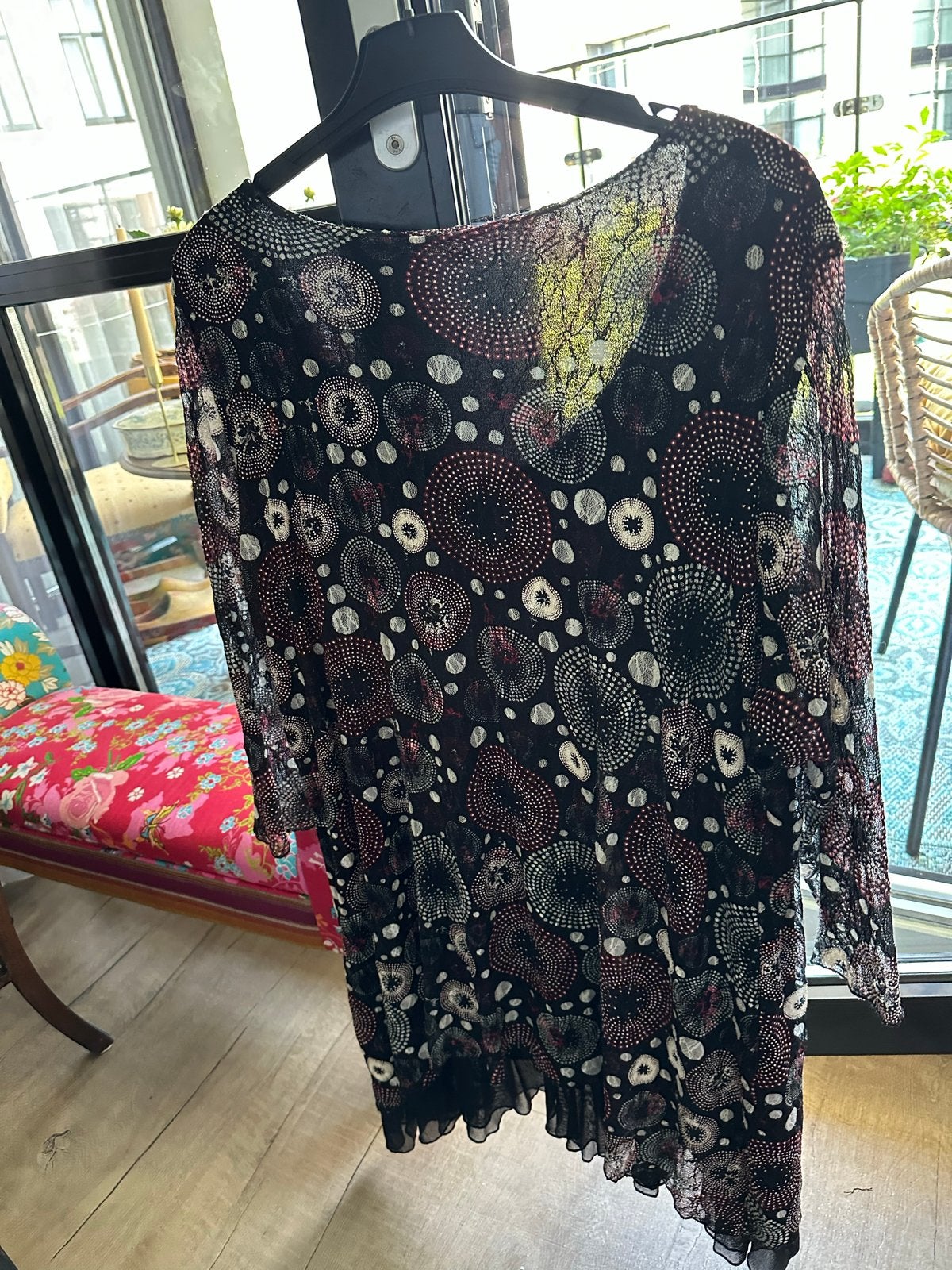 Paprika jurk met print - Maat 42/44 (L), Kleding | Dames, Zwart, Maat 42/44 (L), Ophalen of Verzenden, Gedragen