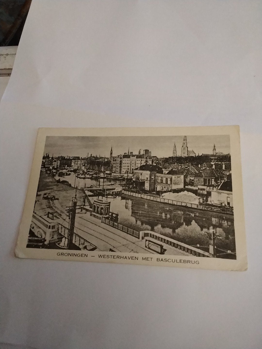 Oude Ansichtkaart Groningen Westerhaven met Basculebrug, Ophalen of Verzenden, 1920 tot 1940, Gelopen, Groningen