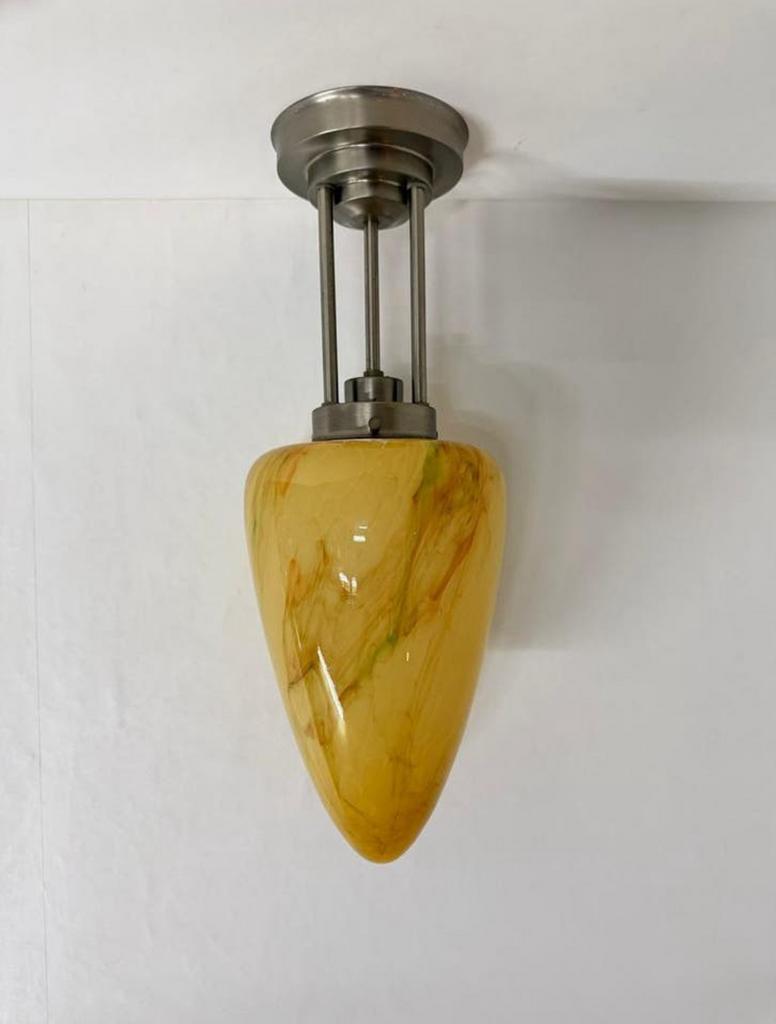 Vintage plafondlamp Druppel marmer glas luce pendule lamp, 50 tot 75 cm, Ophalen of Verzenden, Zo goed als nieuw, Glas