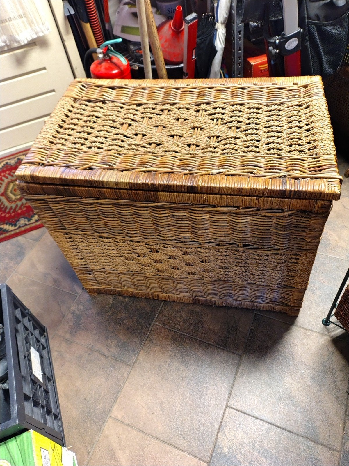Grote rieten mand met deksel - 72x44x58 cm, Ophalen, Gebruikt, 50 tot 100 cm, 50 tot 75 cm
