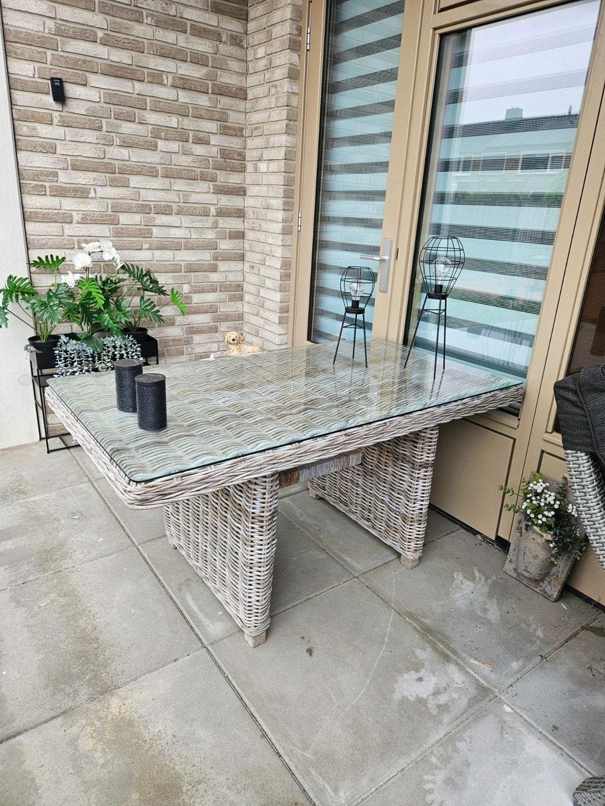 Tuintafel met safety glasplaat, Ophalen, Rechthoekig, Kunststof