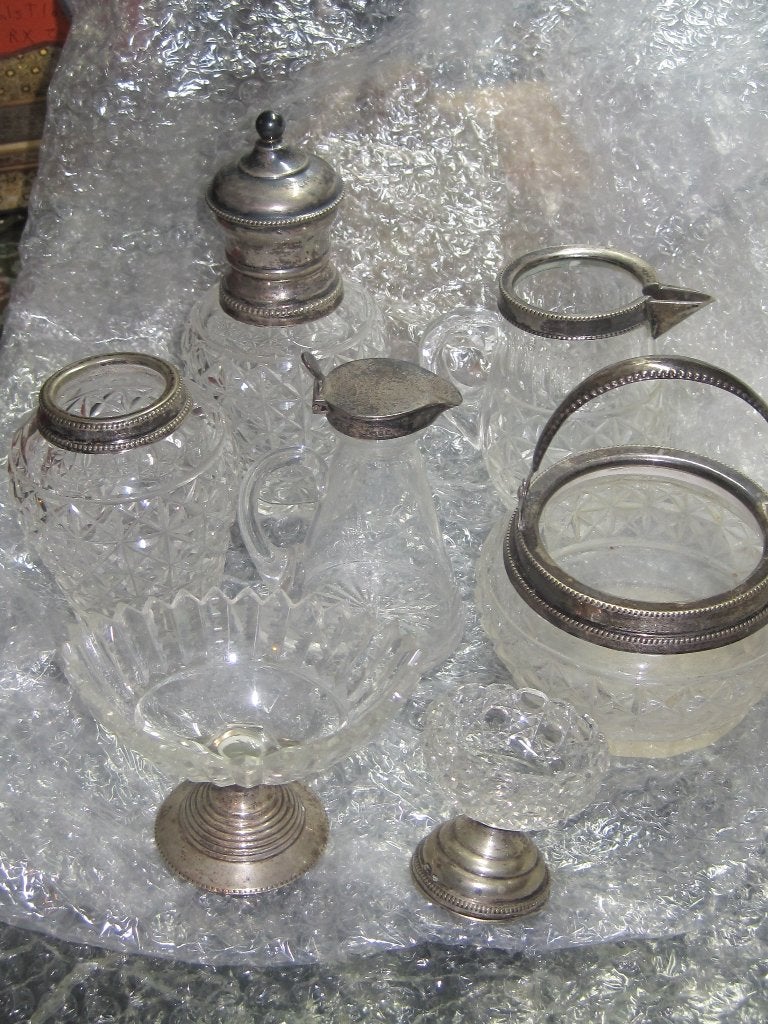 Antiek kristal met zilveren mounturen whisky noggin theebus7, Antiek en Kunst, Ophalen
