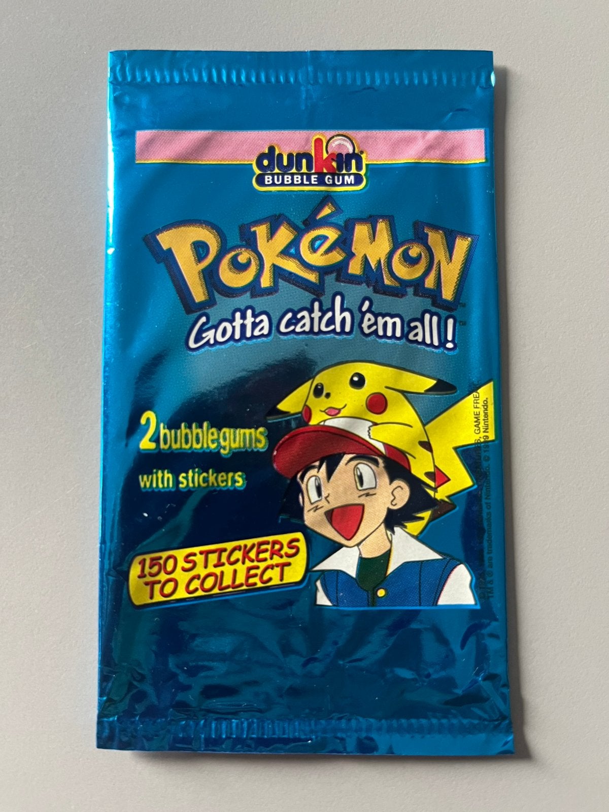 Pokemon booster empty dunkin bubblegums Pikachu/ash, Ophalen of Verzenden, Gebruikt