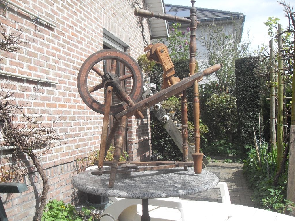 spinnewiel, Ophalen, Gebruikt, Spinnewiel
