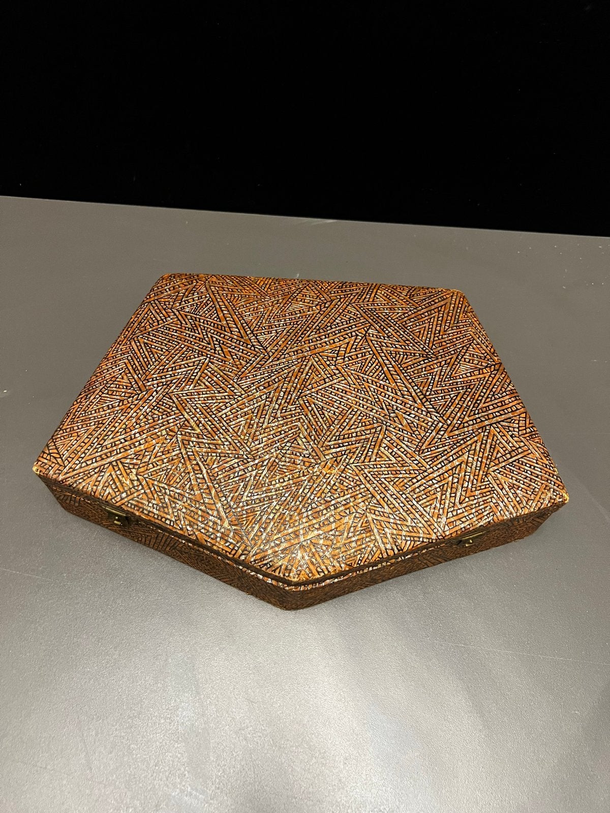 Unieke Vintage Kaptafelset met Spiegel in Handgemaakte Doos, Ophalen of Verzenden