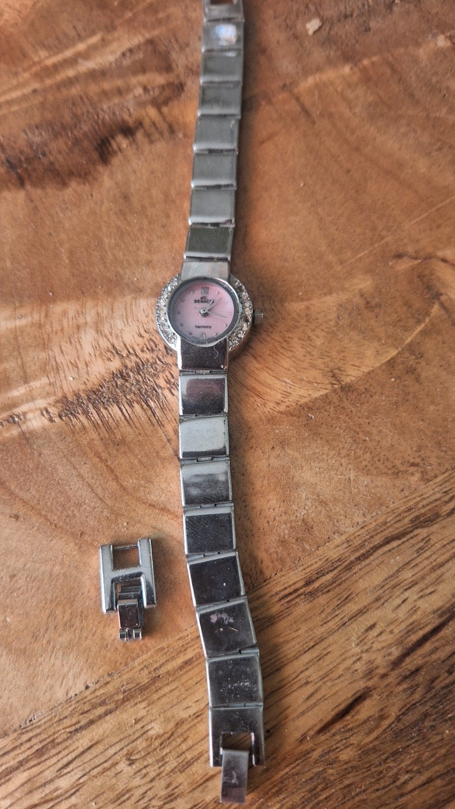 Vintage Denacci Harmony dameshorloge met strass, Overige merken, Staal, Gebruikt, Staal