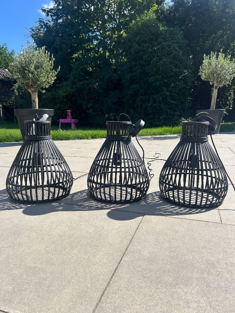 Zwarte hanglampen, Ophalen, Zo goed als nieuw, Natuurlijk materiaal, E27 (groot)