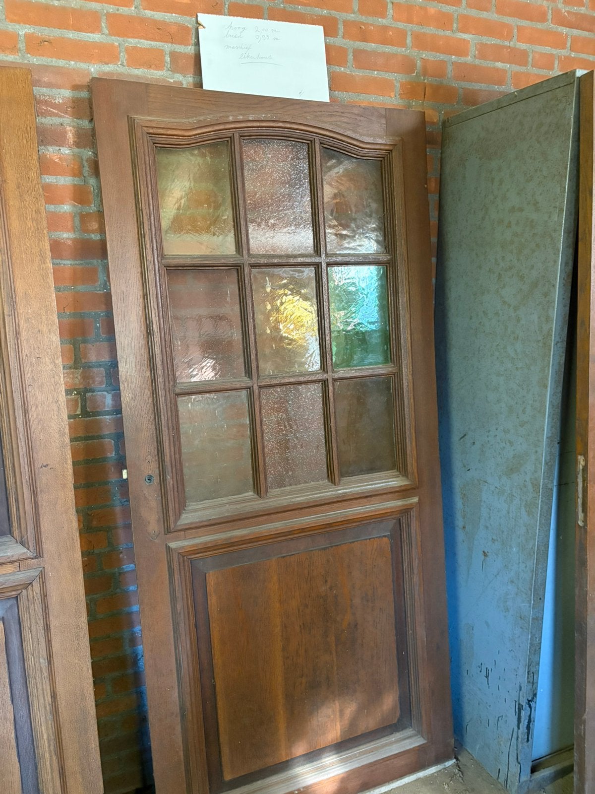 Massiek eiken deur met licht gekleurd glas, Ophalen, Gebruikt, Binnendeur, Glas