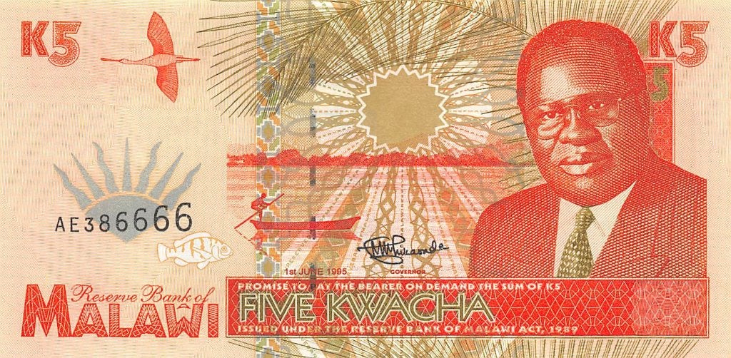 Malawi 5 Kwacha 1995 Unc pn 30, Ophalen of Verzenden, Overige landen, Los biljet