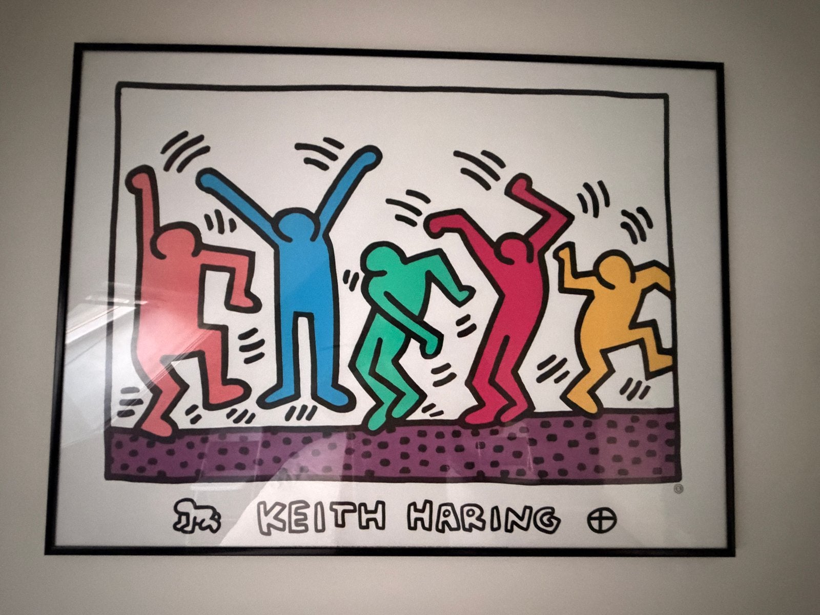 Keith Haring 'Dancing Figures' ingelijste print, Antiek en Kunst, Ophalen, Figuren, Papier/karton, Ingelijst