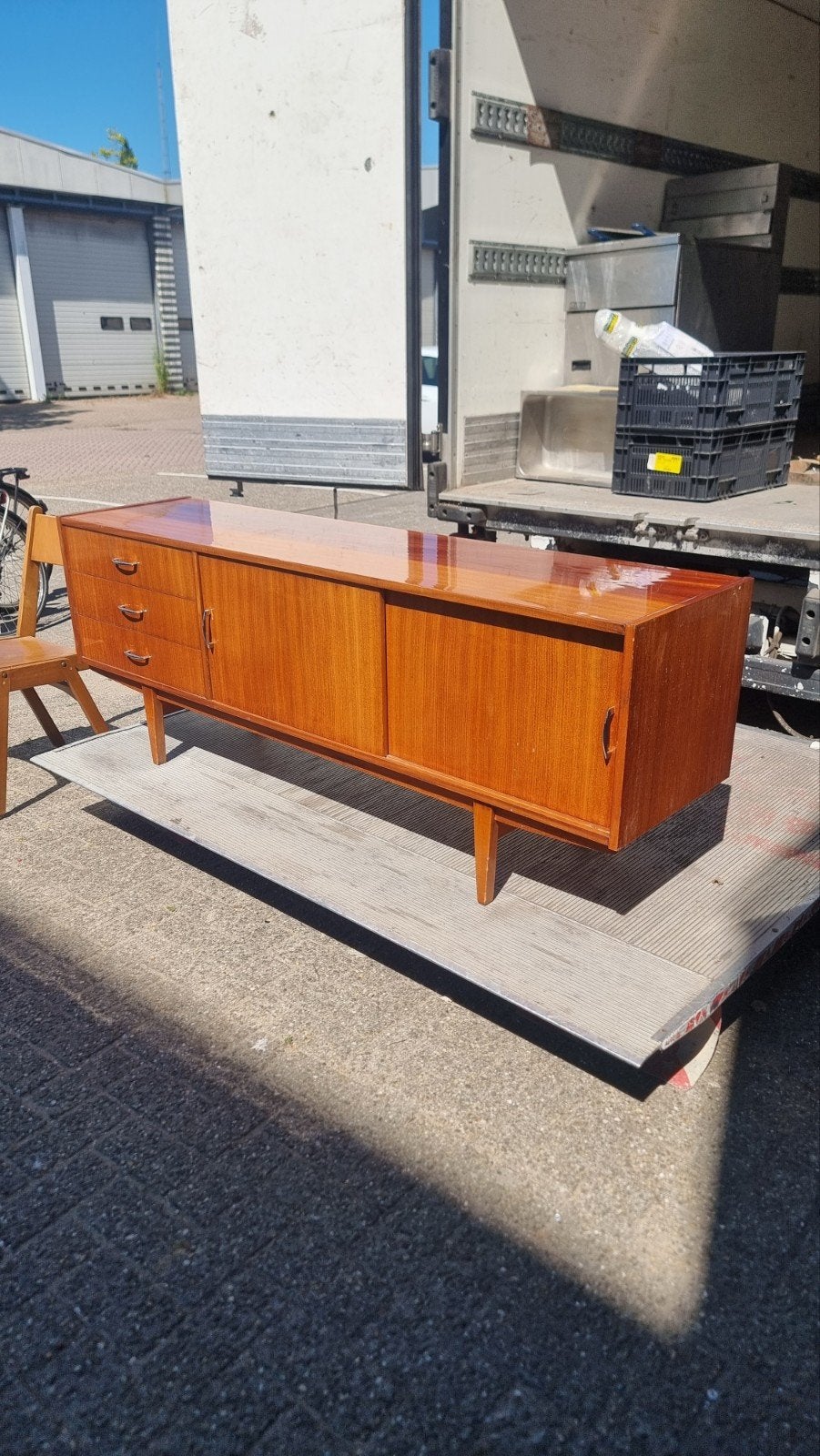 vintage dressoir met lades jaren 60, Gebruikt, ,, 150 tot 200 cm, Ophalen of Verzenden