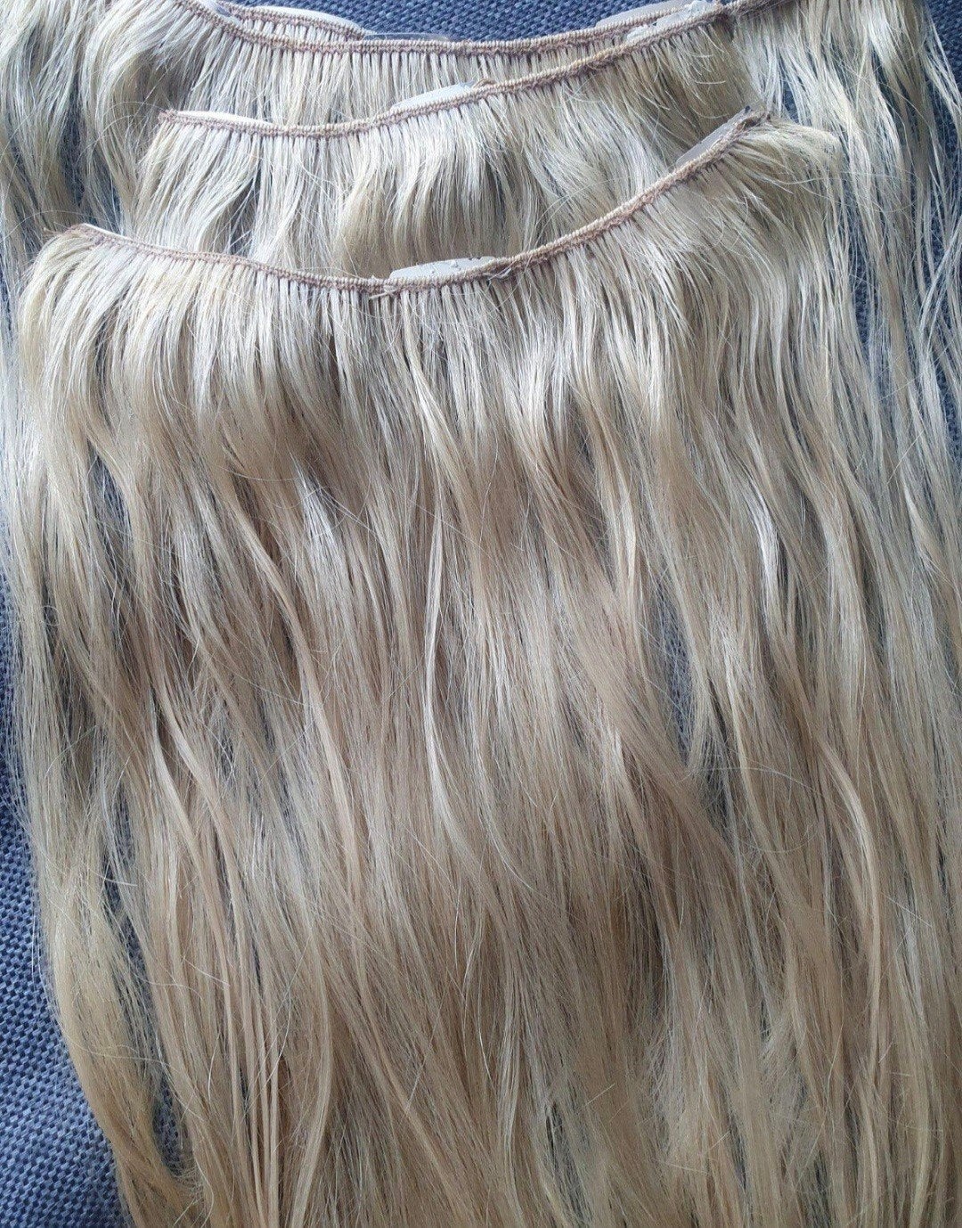 Blonde Haarverlenging Clip-in Extensions, Ophalen of Verzenden, Zo goed als nieuw, Pruik of Haarverlenging