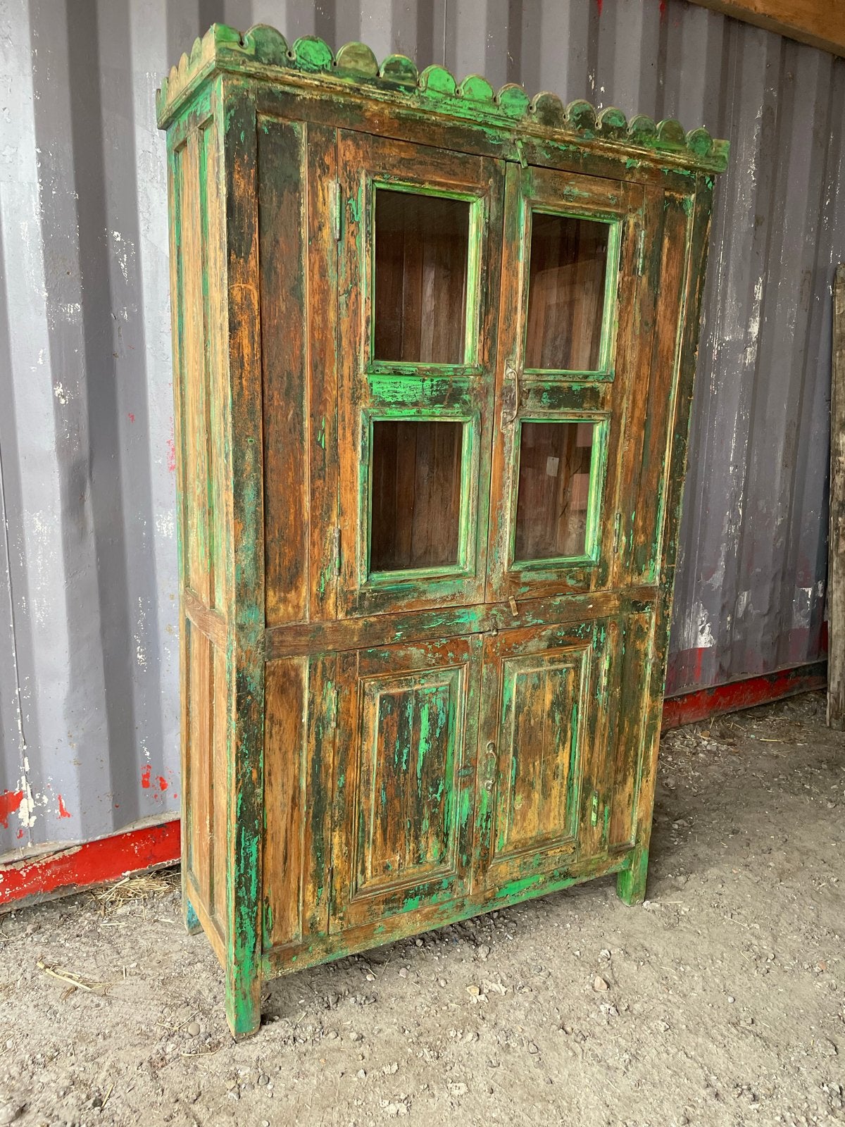 Unieke Oude Indiase Kast met Groene Patina, Antiek en Kunst, Antiek | Meubels | Kasten, Ophalen
