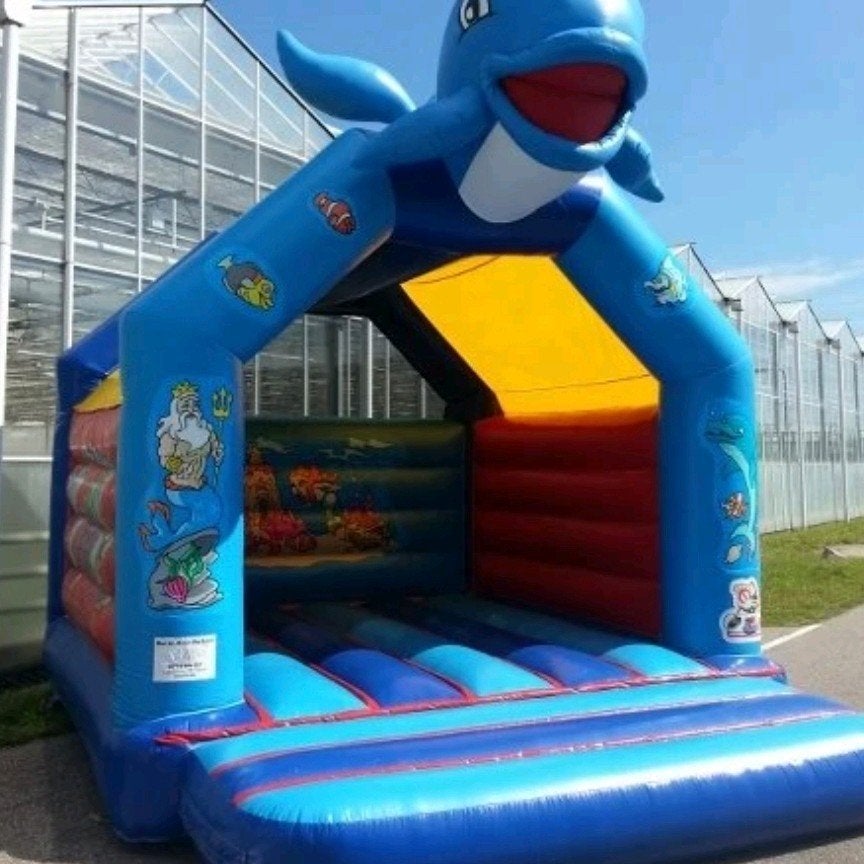 Springkussen Walvis 4x5m incl. blower en certificaat, Ophalen of Verzenden, Gebruikt