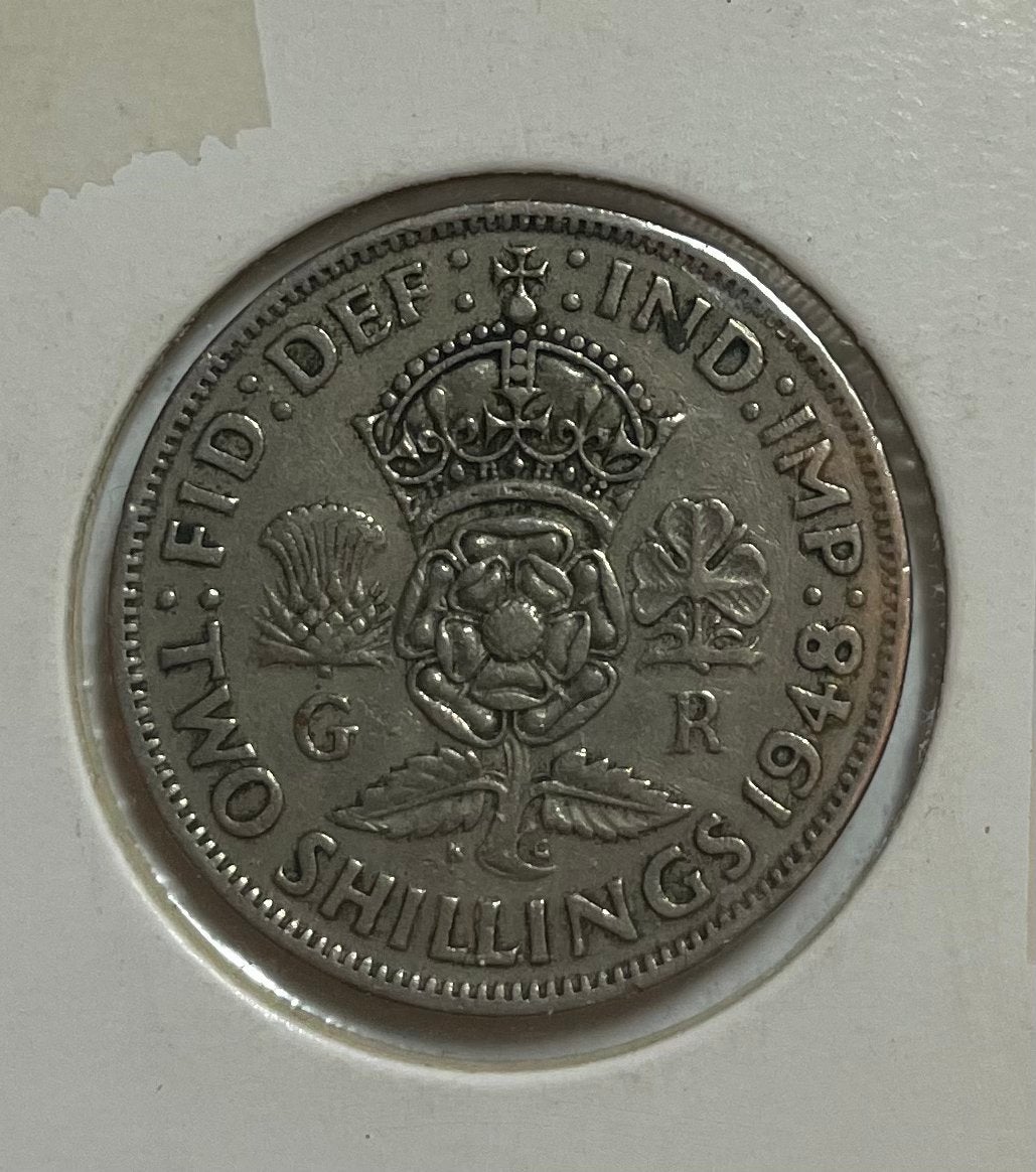 2 shilling Engeland 1948, Ophalen of Verzenden, Overige landen