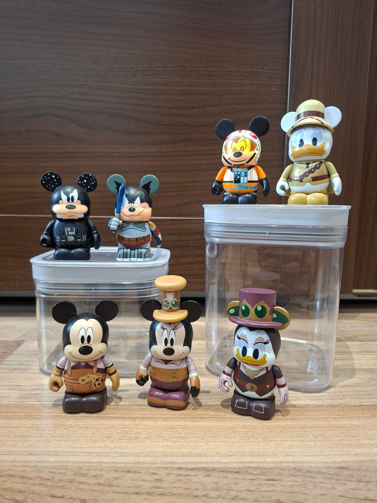 DISNEY - Vinylmation poppetjes Mickey Minnie Donald Daisy, Ophalen of Verzenden, Mickey Mouse, Zo goed als nieuw, Beeldje of Figuurtje