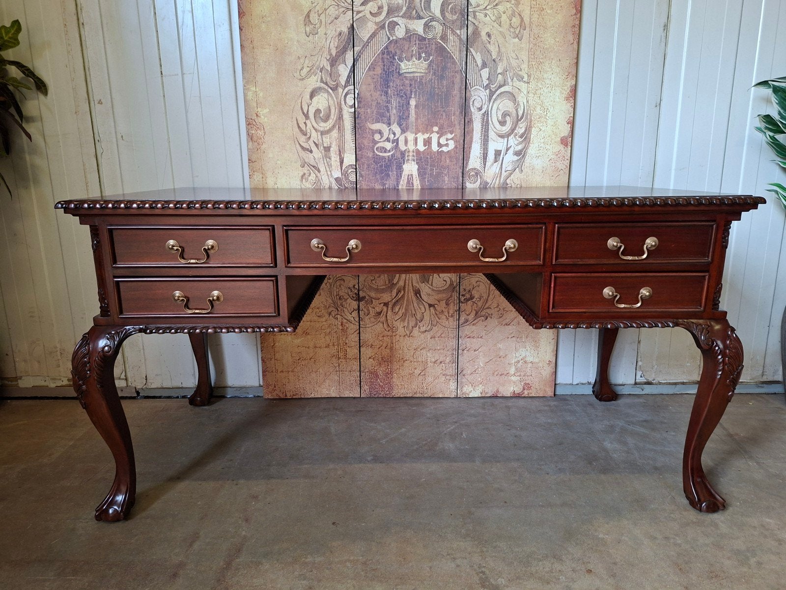 Klassiek mahoniehouten bureau, schrijftafel, desk,, Ophalen of Verzenden