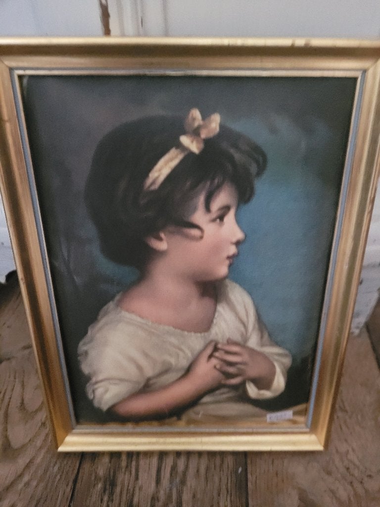 Vintage Italiaanse lijst met stoffen afbeelding  foto 1/4, Heikant 21 Kaatsheuvel, Schilderijlijst, 19 cm, 24 cm