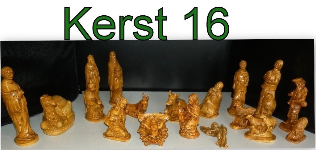 Kerst- 16 -/- 18 delige bruine kerstbeelden groep van gips, Diversen, Kerst, Ophalen of Verzenden, Nieuw