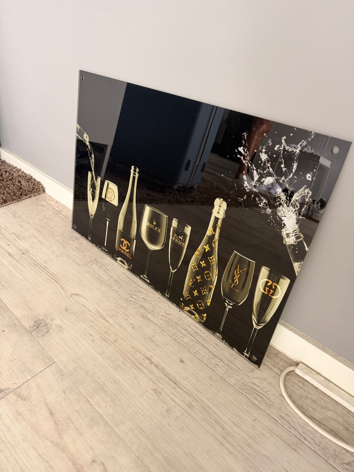 Plexiglas Kunstwerk Luxe Merken Champagne 40x60 cm, 50 – 75, Overige typen, Ophalen of Verzenden, Zo goed als nieuw