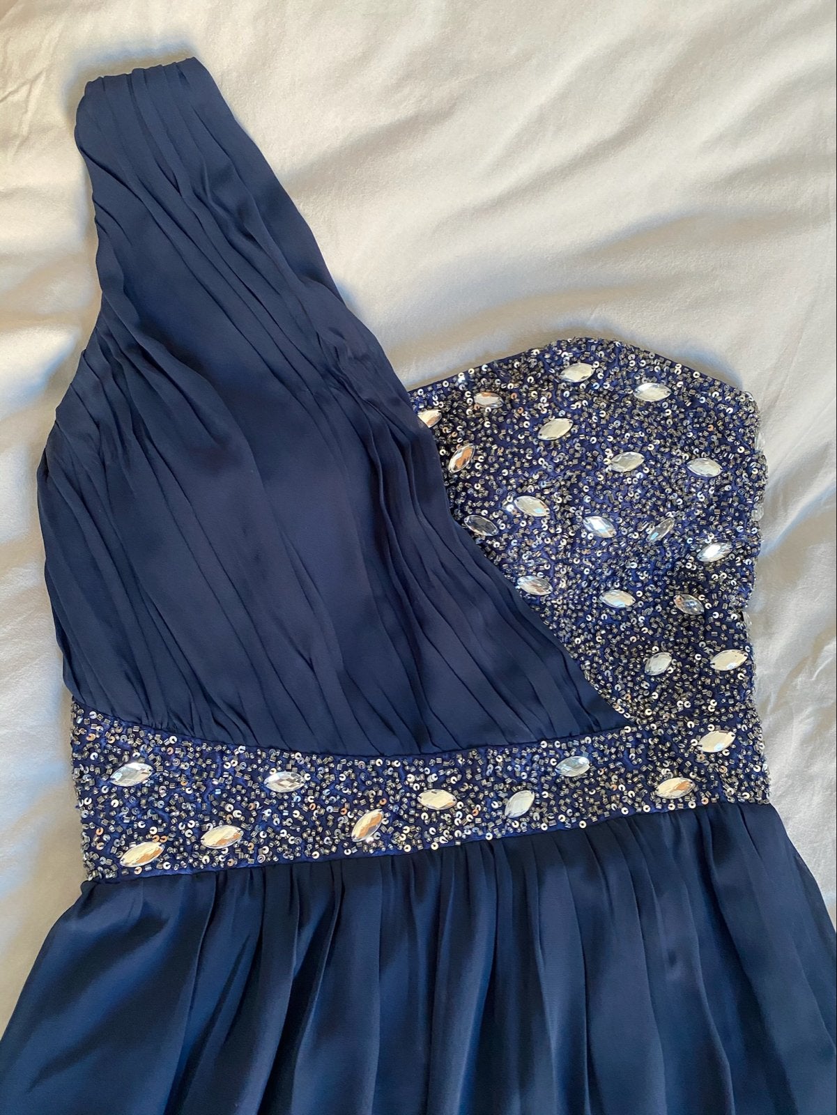 Donkerblauwe Galajurk met Kralen en Pailletten, Kleding | Dames, Blauw, Ophalen of Verzenden, Zo goed als nieuw, Maat 36 (S)