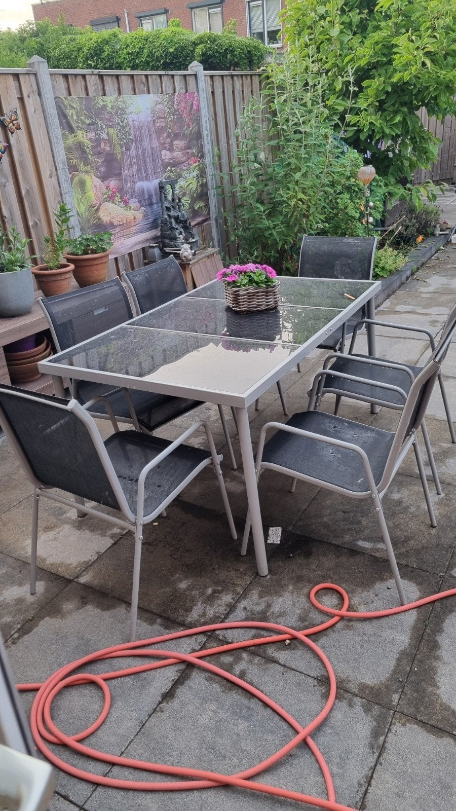 Tuinset, tafel met 6 stoelen., Tuin en Terras, Tuinsets en Loungesets, Ophalen, Gebruikt
