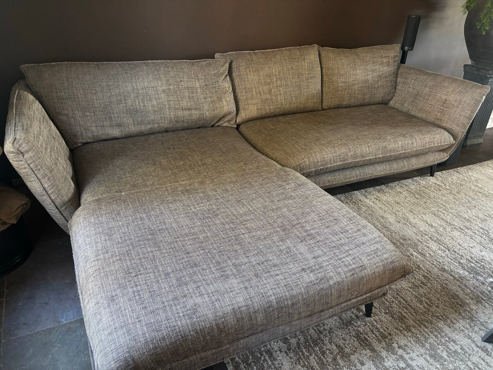 Hoekbank Rikki met chaise longue en 2-zits element van Whoon, Ophalen, Gebruikt, Stof