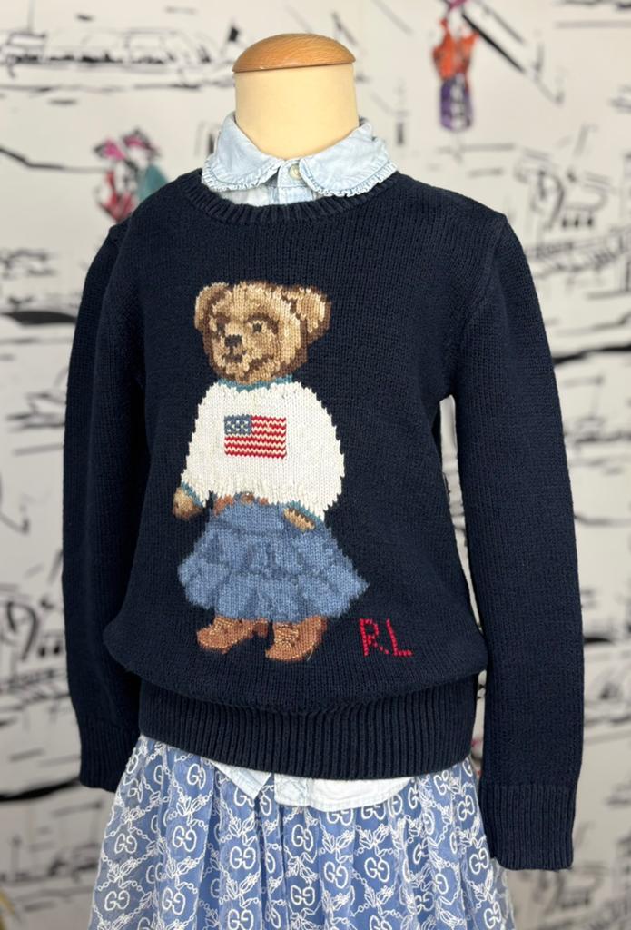 Ralph Lauren trui met beer maat 6X (120 cm), Gebruikt, Trui of Vest, Ralph Lauren, Verzenden