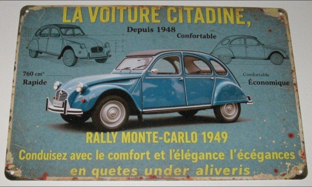 Citroën 2CV : Metalen Bord Citroën 2CV - La Voiture Citadine, Verzenden, Nieuw, Auto's