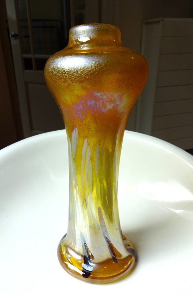 Art Nouveau Loetz stijl iriserend glas vaas. ca. 1900, Ophalen of Verzenden