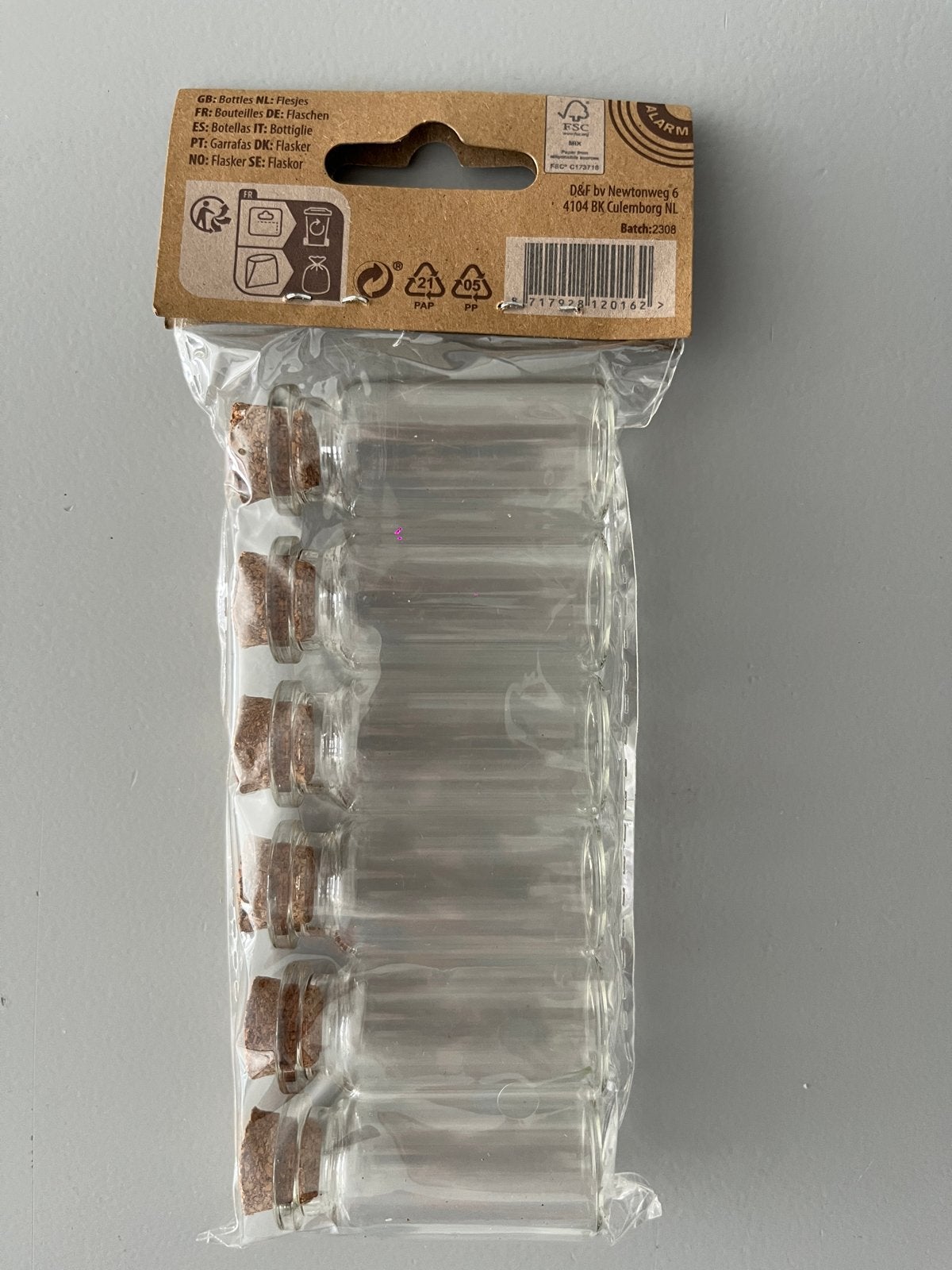 Glazen flesjes met kurk - 6 stuks, 10 ml, Overige thema's, Nieuw, Ophalen of Verzenden, Overige merken