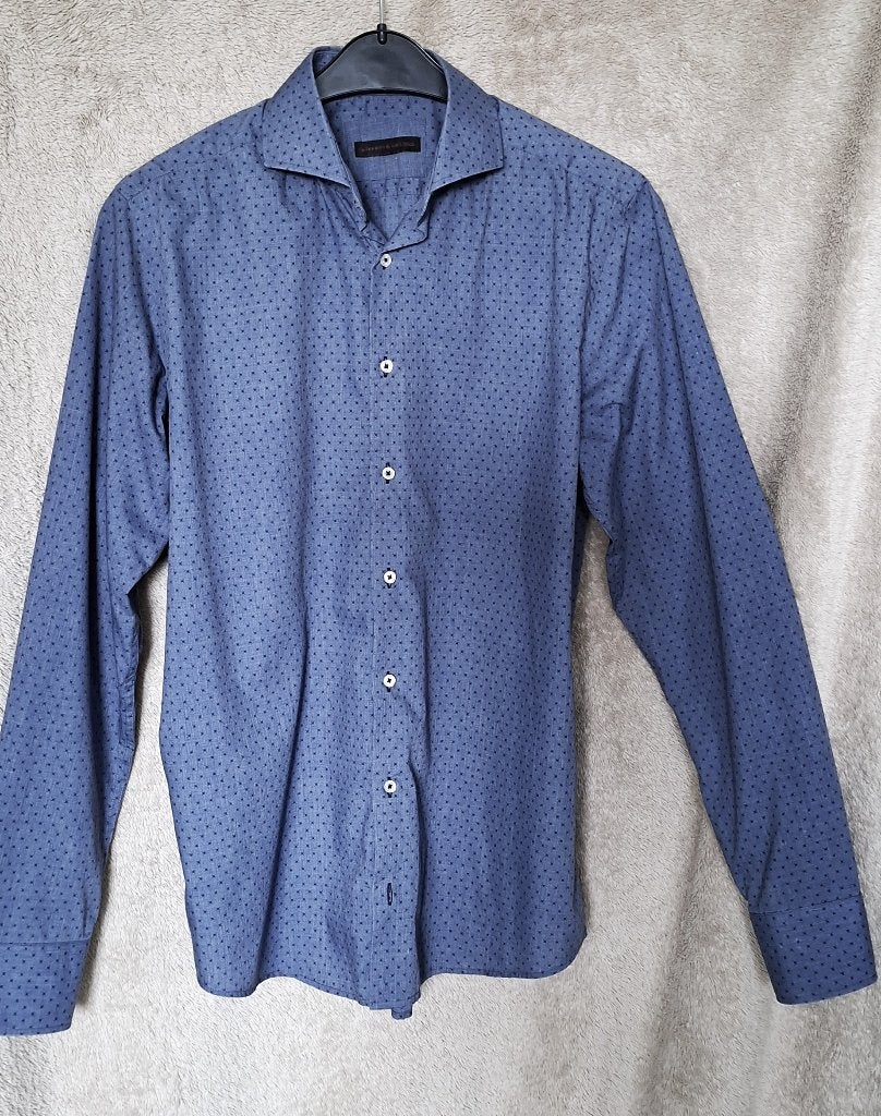 qbl  MOOI OVERHEMD van SCHOUTEN&VAN DIJCK Maat:M, Kleding | Heren, Ophalen of Verzenden, Zo goed als nieuw, Blauw, Halswijdte 39/40 (M)