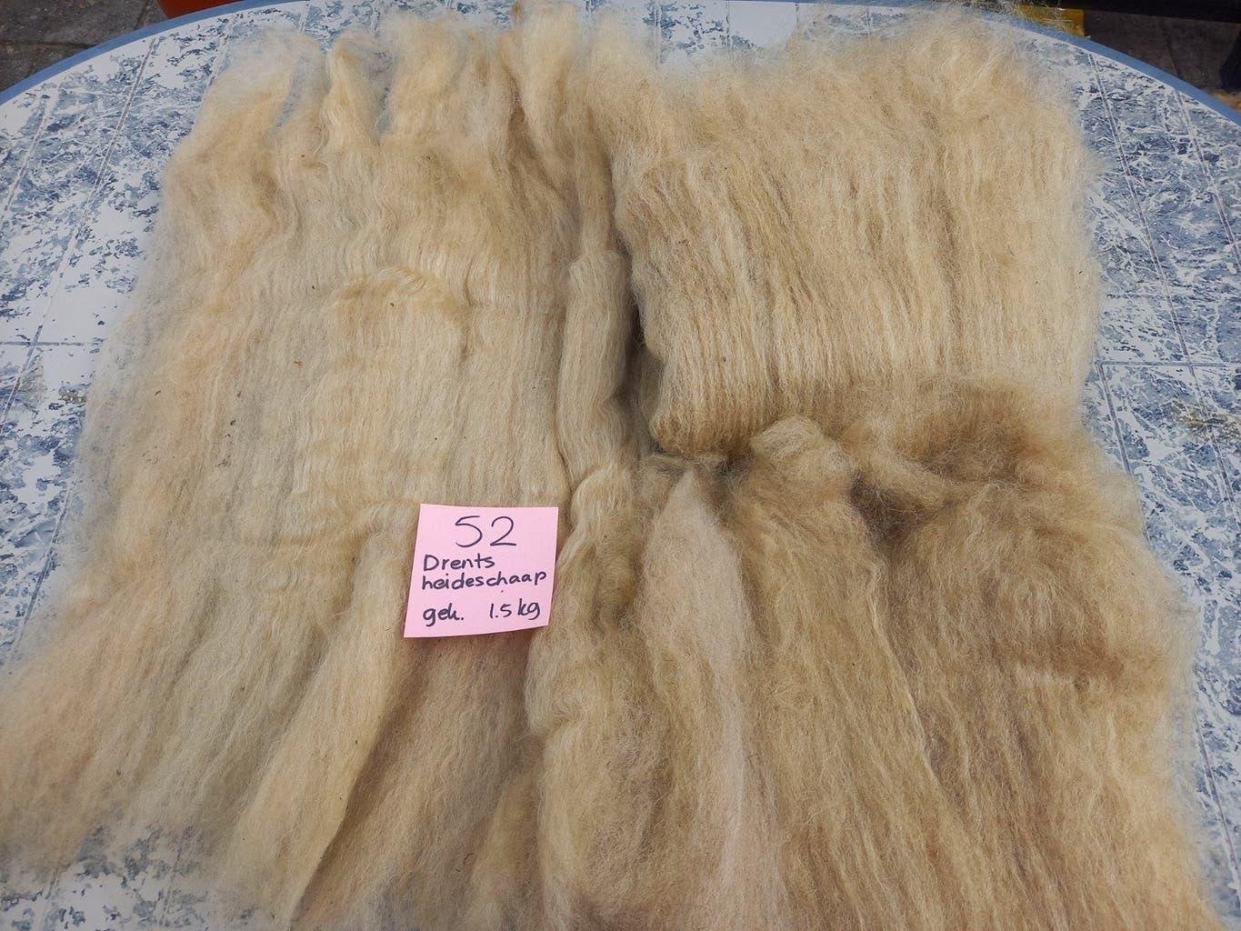 nr 52 Gekaarde wol kaardvlies Drents heideschaap 1,5 kg, Ophalen of Verzenden, Nieuw
