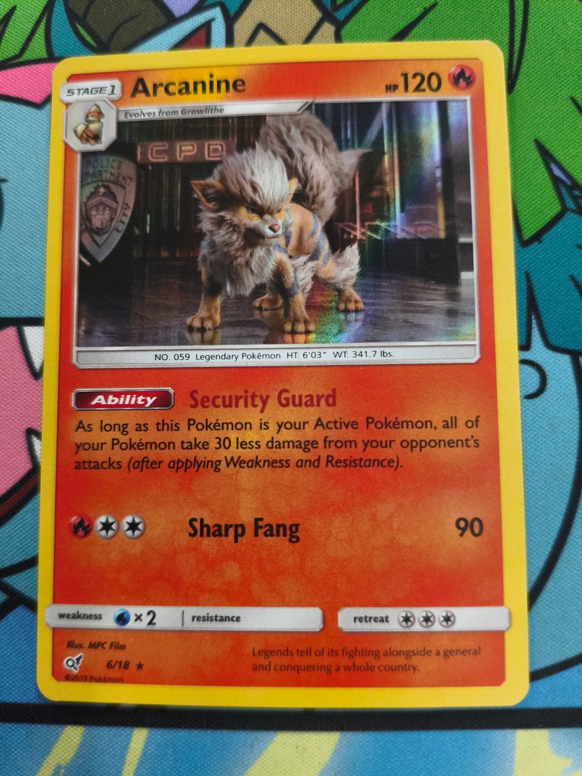 Arcanine - 6/18 - Detective Pikachu Holofoil, Verzenden, Zo goed als nieuw, Losse kaart, Foil