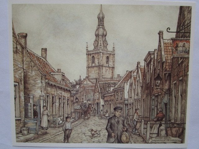 Kaarten Anton Pieck in map 4, Ophalen of Verzenden, 1980 tot heden, Gelopen, Overige thema's