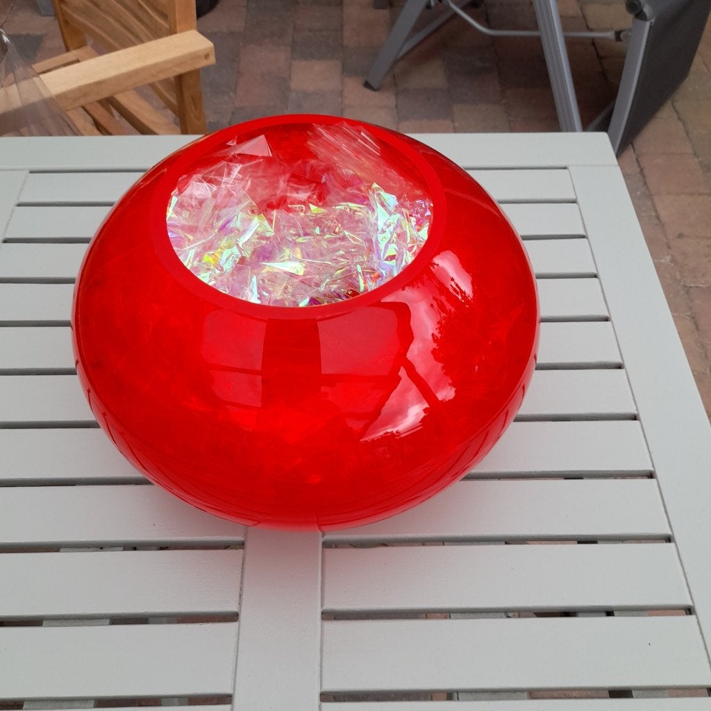 Rode Globe vormige vaas van glas, Huis en Inrichting, Woonaccessoires | Vazen, Ophalen, Handgemaakt, Rood, 18 cm