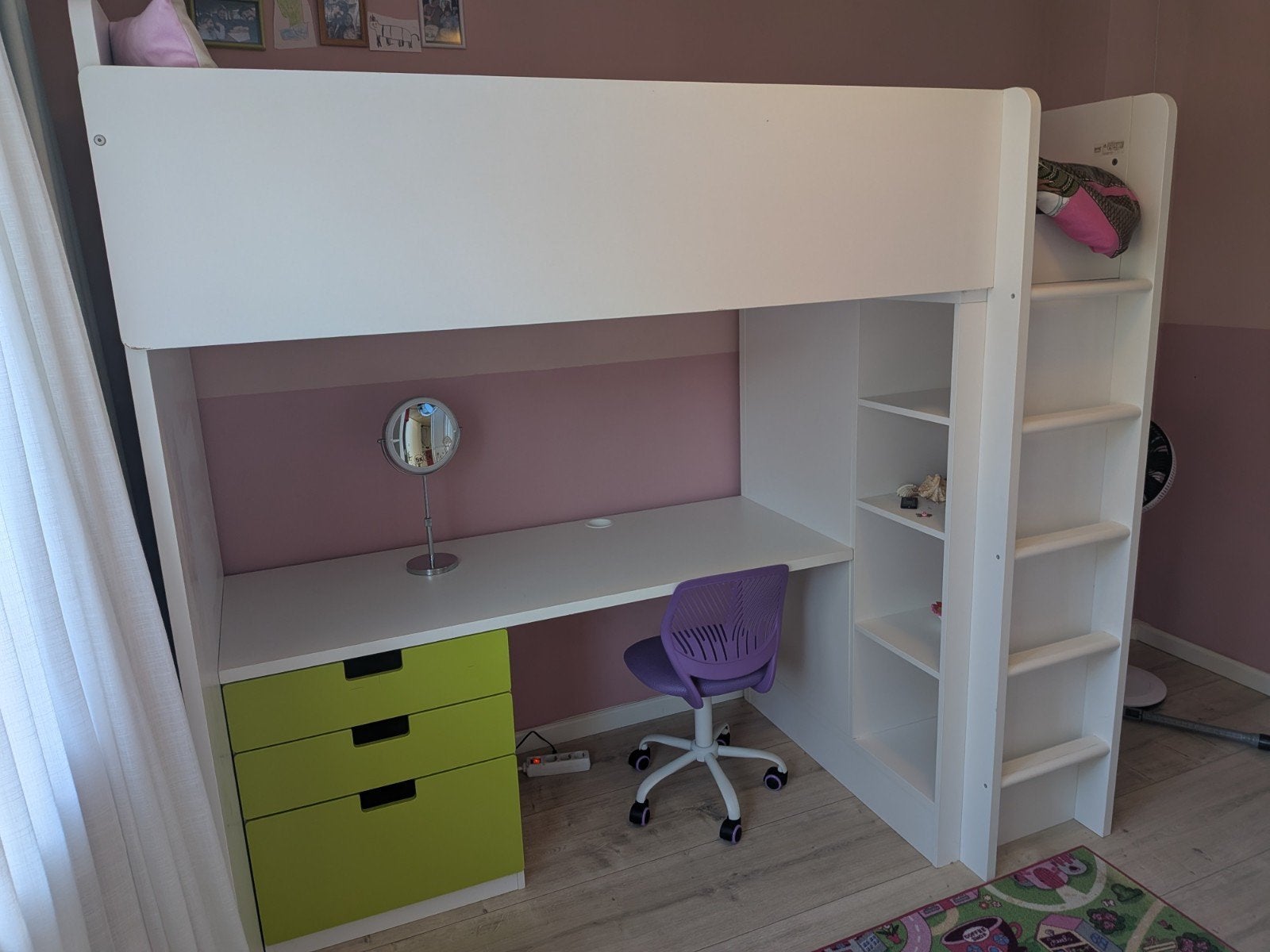 IKEA Stuva Hoogslaper met bureau, lades en kast, Ophalen, Gebruikt, Eenpersoons, 90 cm